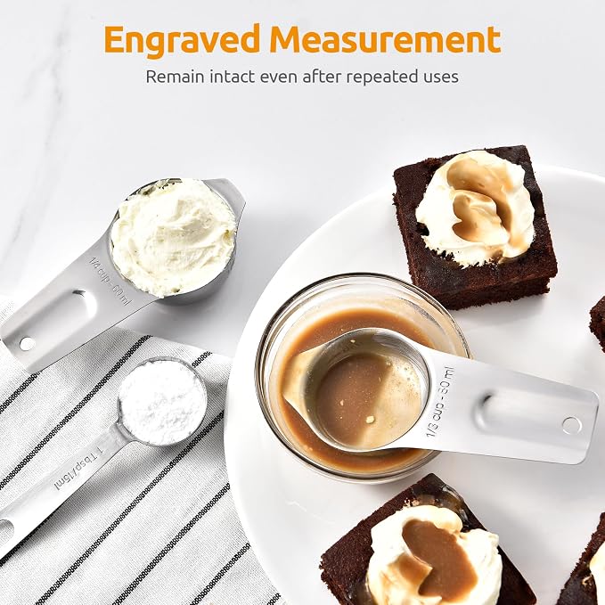 U-Taste Measuring Cups and Spoons, 18/8 Stainless Steel Measure Set of 12 | Metal Measuring Cups Spoons, Stackable Teaspoon Tablespoon Scoop Food Portions, Kitchen Gadgets for Dry & Liquid Ingredient