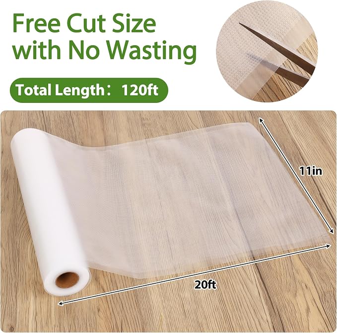 Vacuum Sealer Bags for Food Storage, 6 Rolls 11" x 20', Cut-to-Size Bags | 3Mil Embossed BPA-Free Puncture-Resistant Rolls, Universal Fit for Sous Vide, Meal Prep, Freezer Storage & Food Preservation