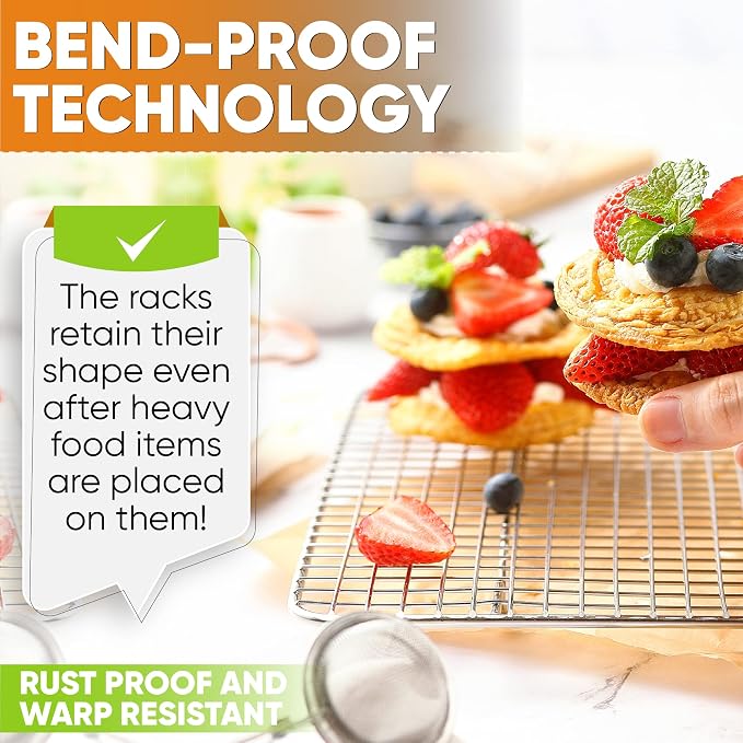 Spring Chef 10" x 15" Stainless Steel Cooling Rack for Cooking & Baking | Heavy Duty Cookie Cooling Rack for Kitchen, Oven Safe Wire Rack for Baking, Fits Jelly Roll Pan, Dishwasher Safe