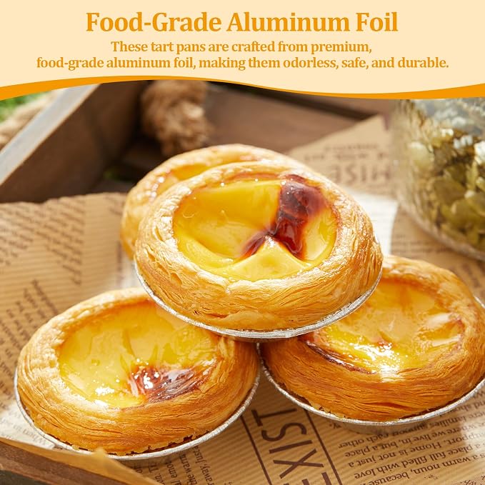 Disposable Aluminum Foil Tart,200 Pack Mini Pie Tins,Pie Pans for Baking Personal Mini Pies,Round Pie Tart Small Tin Foil Pans