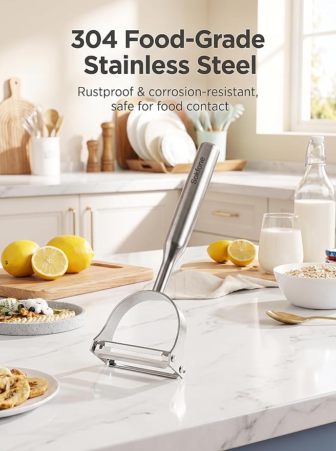 Stainless Steel Vegetable Peeler, 2-in-1 Multifunctional Vegetable Peeler & Julienne Peelers with Straight Edge and Serrated Blades, Fruit Carrot Potato Veggie Peelers Slicer Tool for Kitchen