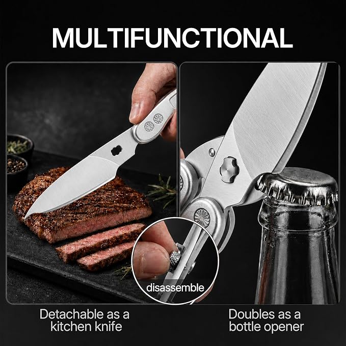 Kitchen Scissors All Purpose Heavy Duty, Stainless Steel Heavy Duty Kitchen Shears for Bone, Poultry, Chicken, Vegetable, Meat & Seafood Cooking Food Scissors With Safety Spring Lock