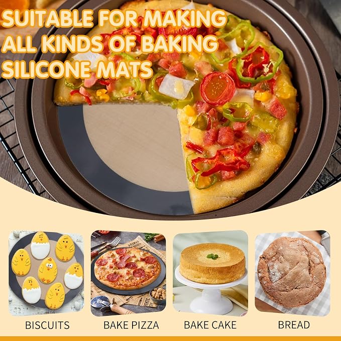 Silicone Baking Mat for Springform Pan 9 inch, Silicone Baking Sheet, Baking Mats for Cheesecake Pan, Springform Pan Protector, Non Stick Baking Mat, Baking Tools (Black, Gray)