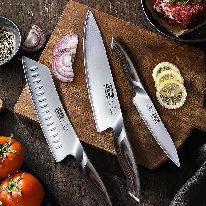 HOSHANHO Kitchen Knife Set with Block, 14PCS Ultra Sharp Knife Block Set | Professional Japanese High Carbon Stainless Steel Chef Knives Set with Sharpener in Knife Drawer Organizer, Ergonomic Handle