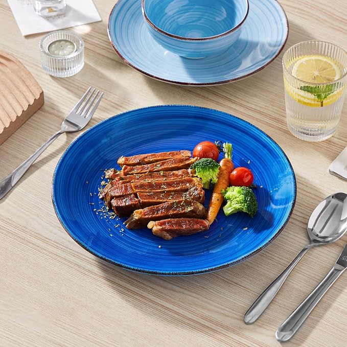 vancasso Bonita 10.5 Inch Ceramic Dinner Plates Set of 6, Cool Colors | Microwave and Oven Safe, Durable Glaze Resists Scratches and Chips, Set of 6 Stackable, Colorful Bonita Design, Salad Plates