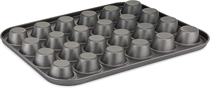 Mini Muffin Pan 24 cup, Set of 2 - Non-Stick Carbon Steel Mini Cupcake Pan Multipack - Heavy Duty 48 Cavity Metal Baking Tray, Warp-Resistant, PFOA Free