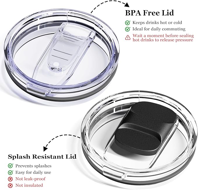 2 Pack 12oz Insulated Coffee Mug with Lids – Double Wall Stainless Steel Travel Cups with Handle, Keep Hot & Cold Drinks, Ideal Gift for Coffee Lovers, Home, Office & Camping, Black