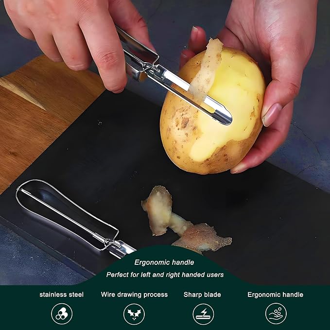 Potato Peelers for Kitchen, 2 Pcs, Just Like Mom's old steel Peeler | for Swivel,Metal,Original,Vegetable,Carrot,left and right handed