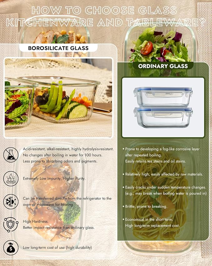 Glass Meal Prep Containers with Lids 2 Pack, 74oz(9.3 Cup) Airtight Food Storage Containers Set with Tempered Glass Lids & Steam Release, Freezer/Microwave/Oven/Dishwasher Safe, BPA-Free