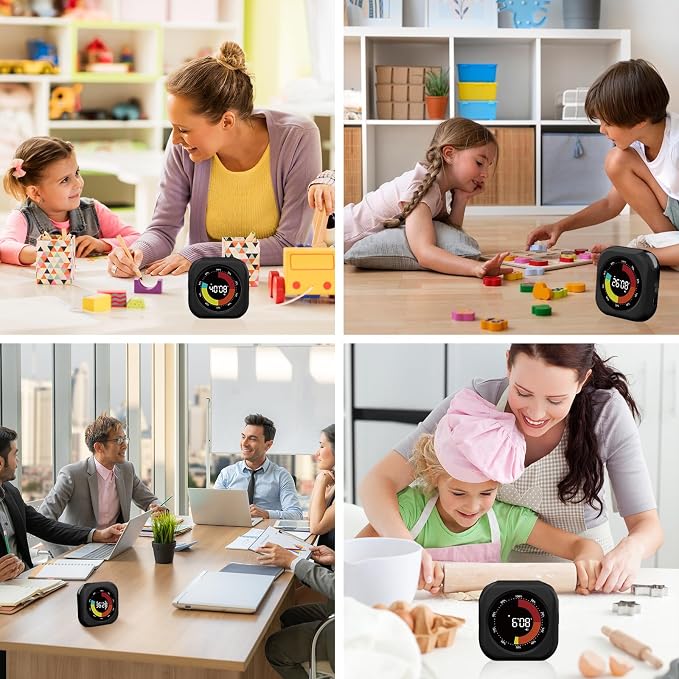 PERSUPER Visual Timer for Kids, Rechargeable 10-Hour Countdown/Up Timer | with 3 Volume Levels, 3 Brightness Display, and Magnetic, Homeschool Study Tool, Large Digital Timers for Classroom, Kitchen