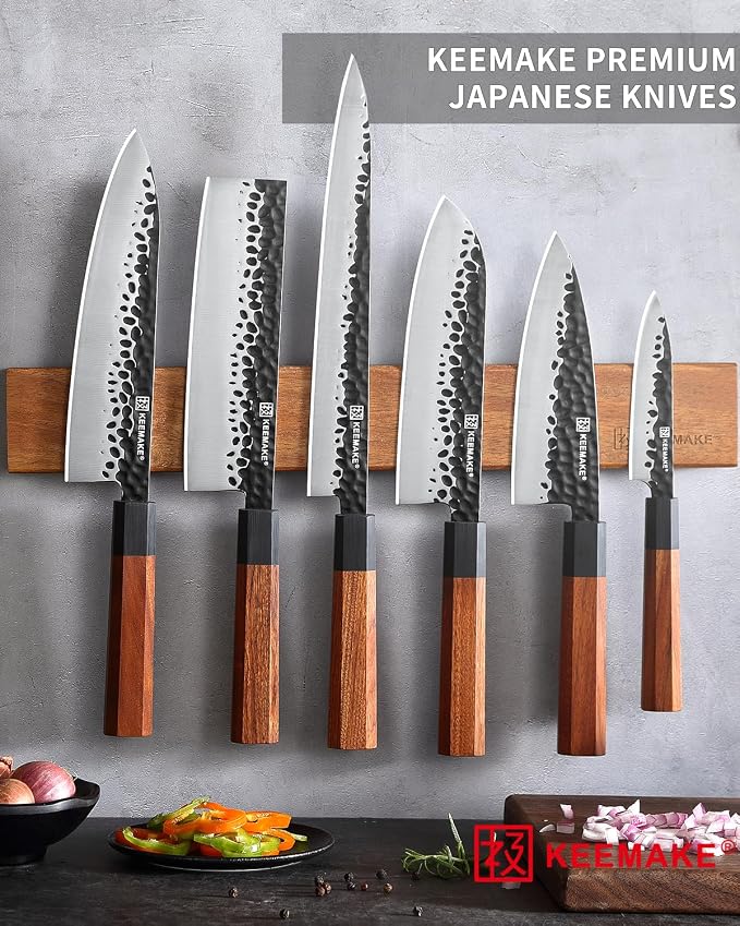 8 Inch Chef Knife, Japanese Hand Forged | High Carbon Steel Kitchen Knives with Ergonomic Rosewood Handle, Ultra Sharp Durable Gyuto Knife for Meat & Veggie Slicing