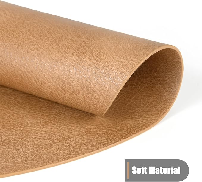 UnivoColors Placemats Round Faux Leather Placemats Set of 8-Waterproof-Wipe Clean-Heat Resistant-Anti Slip Dining Table Place Mats,Suitable for Indoor & Outdoor Use,15".Retro Camel