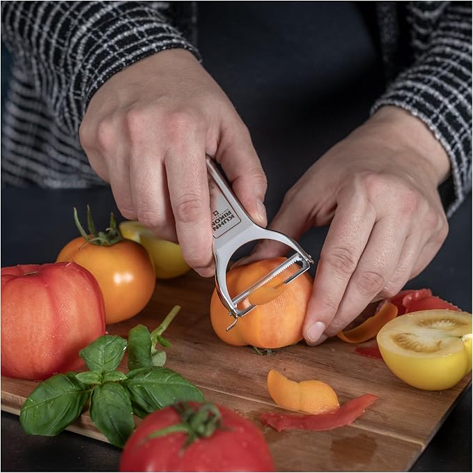 Kuhn Rikon "Swiss Metallic" Piranha Cross Peeler, Silver
