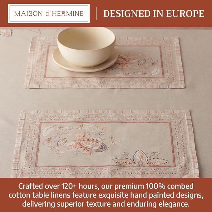 Maison d' Hermine Placemats Set of 4 Reusable 100% Combed Cotton (13"x19") | Cloth Place Mats Washable Table Mats for Kitchen Dining Party Wedding Hotel Home Restaurant Spring Summer - Society Florals