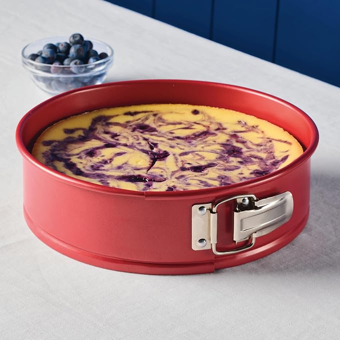 Farberware Disney Bake with Mickey Mouse Bakeware Nonstick Springform Baking Pan/Nonstick Springform Cake Pan/Nonstick Cheesecake Pan, Round, 9 Inch - Red and Gray