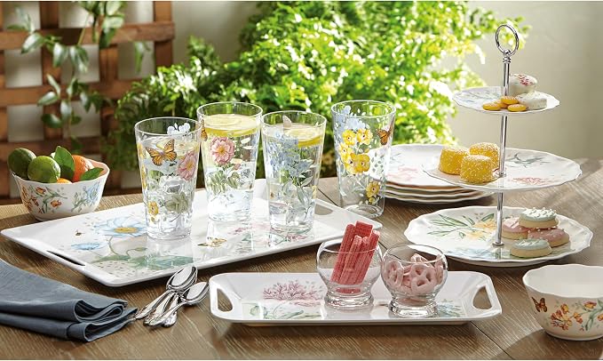 Lenox 866239 Butterfly Meadow Acrylic 4-Piece Highball Set, 20 oz, Acrylic NOT GLASS (Pack of 3)
