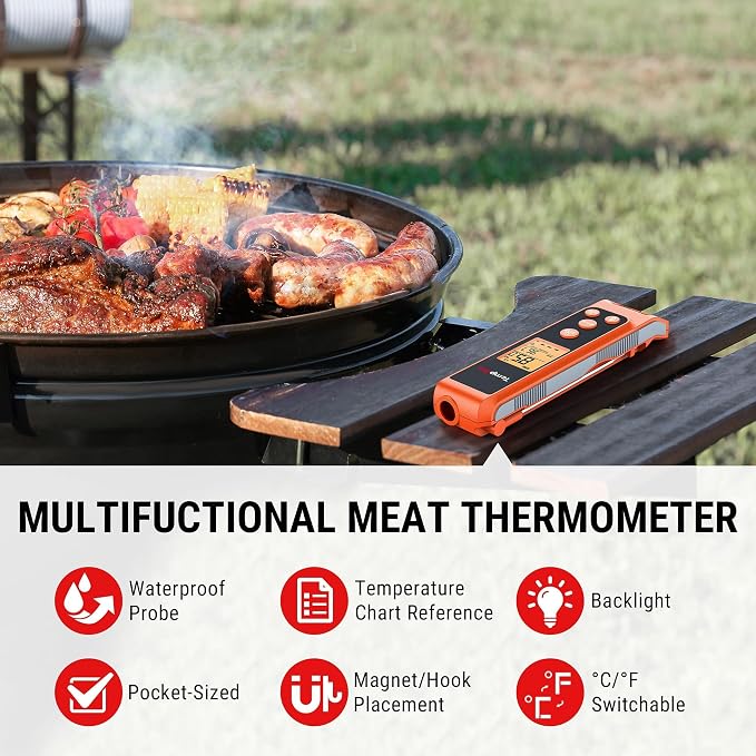 TempPro TempScan 2-in-1 Infrared Thermometer Gun with Meat Probe | Instant Read Thermometer for Grilling, Non-Contact Infrared Thermometer for Cooking Pizza Oven Griddle HVAC Pool AC Vent