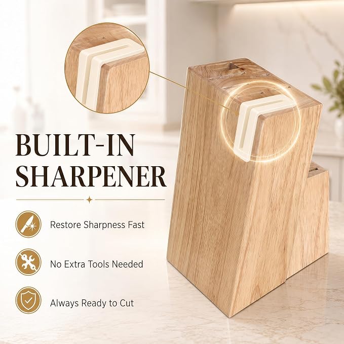 Knife Set with Built-in Sharpener Block, Dishwasher Safe | 14-Piece, High-carbon stainless steel blades, Ultra-sharp edges, Ergonomic non-slip handles, Great gift