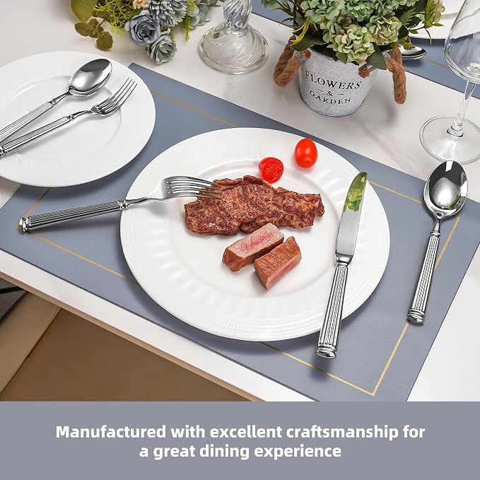 40-Piece Heavy Duty Silverware Set for 8, 18/10 Stainless Steel Forged Flatware Set, Extra Thick Heavy Weight, Ideal for Gift
