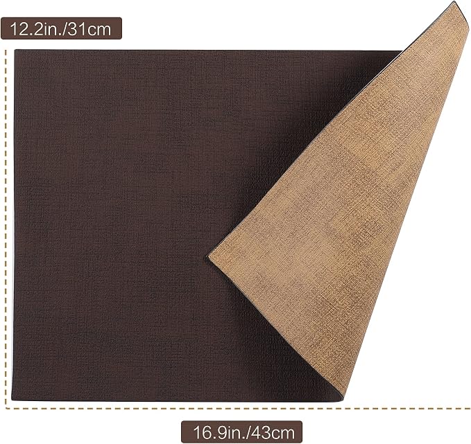 Leather Placemats Table Mats Set of 6, Brown and Tan | Reversible Non-Slip Table Placemats, Heat-Resistant and Waterproof for Dining Kitchen and Holiday Parties