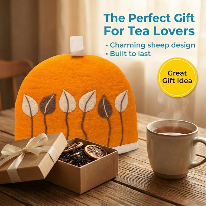 Glaciart One Wool Teapot Cozy Kettle Cover | Dome Shaped Large Tea Cosy, Kettle or French Press | Handmade & Needle Felted from Natural Wool | Warms Up to 2 Hours | Great as Gift