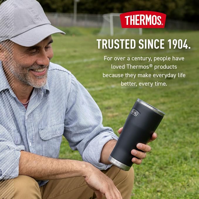 THERMOS ICON SERIES, Stainless Steel Tumbler with Slide Lock, 18 Ounce, Matte Stainless Steel