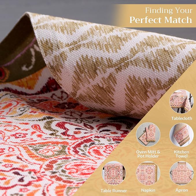 Maison d' Hermine Placemats Set of 4 Reusable 100% Cotton (13"x19") | Cloth Place Mats Washable Table Mats for Kitchen Dining Party Wedding Hotel Home Thanksgiving Christmas - Damask