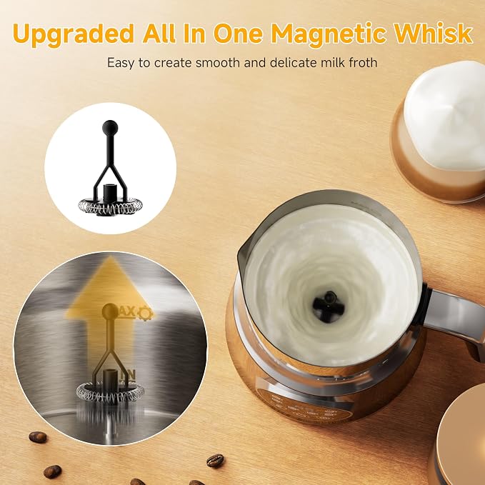 6-in-1 Electric Milk Frother and Steamer, Large Capacity Foam Maker | Detachable Automatic Milk Frother for Hot & Cold Foam, Hot Chocolate Maker, BPA-Free Electric Coffee Drink Mixer