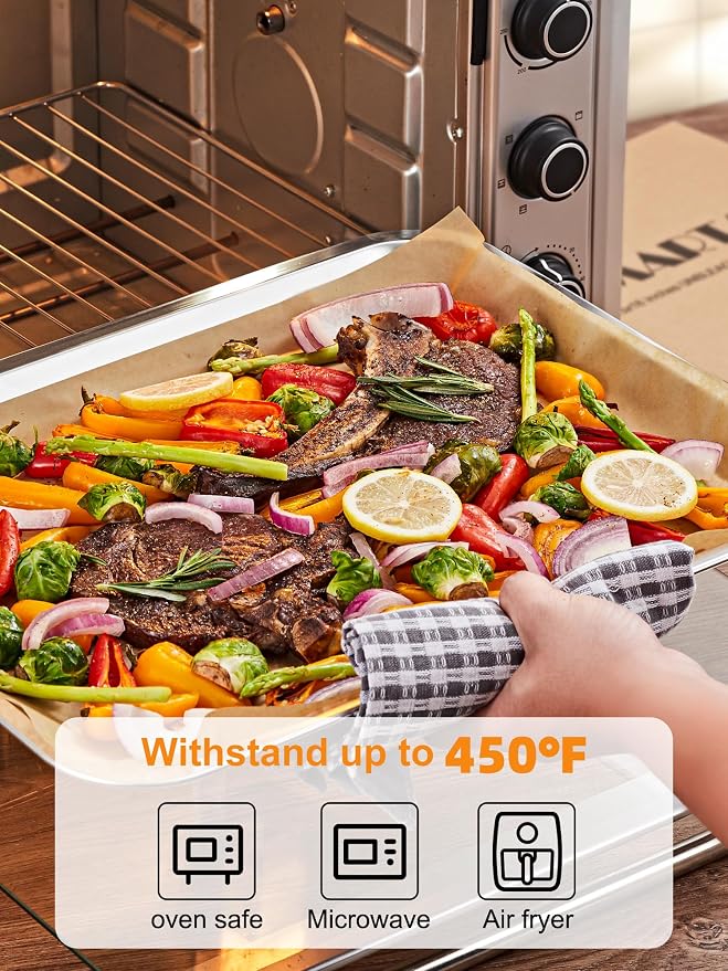 SMARTAKE 200 Pcs Parchment Paper Baking Sheets, 8x12 Inches, Non-Stick | Unbleached Pre-Cut Greaseproof Baking Parchment, Oven Safe up to 450°F, for Grilling Frying Steaming Bread Cup Cake Cookies