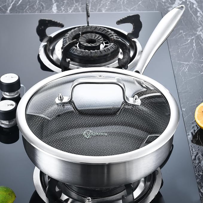 LOLYKITCH 3-Quart Deep Skillet with Lid | 10 Inch | Riveted Handle | Hybrid Nonstick | Sauté Pan | Dishwasher & Oven Safe | 2-3 Servings | Induction Compatible
