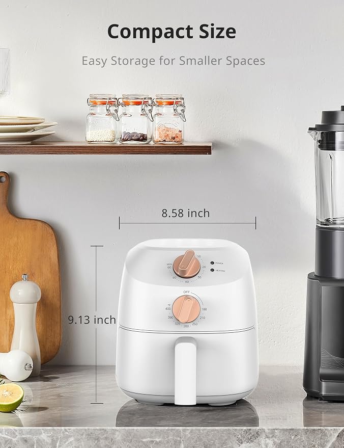 COMFEE' Compact 2.1-Quart Mini Air Fryer for Small Kitchens, White