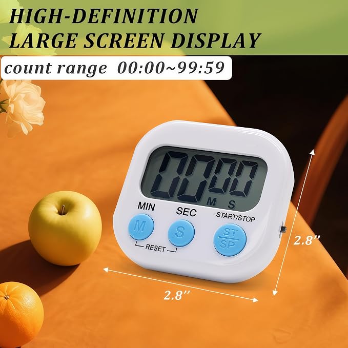 12 Pack Multi-Function Electronic Timer - Kitchen Timer,Magnetic Digital Timers,Big LCD Display, ON/Off Switch,Extensively Use in Cooking,Gym, Meeting, Classroom,Kitchen,Study,Work,Outdoor Activities