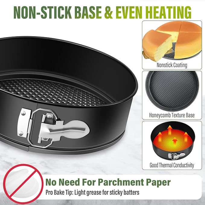 Vakoo 4+7+9+10 Inch Springform Pan - Nonstick, Leakproof Cheesecake Pan for Baking, Easy Release, No Parchment Paper Needed, Set of 4