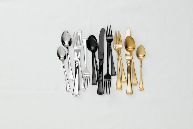 Lenox Portola Gold Satin 20-Piece Silverware Set for 4, Flatware | gold, dishwasher safe | includes knives, forks, and spoons | heavy duty, cutlery set for kitchen and dining, utensil set