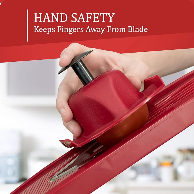 Borner by Reston Lloyd Food Safety Holder for Mandoline Slicers, Cutters & Graters, Protective Finger Guard for Safe Slicing & Grating, Made in Germany, Red