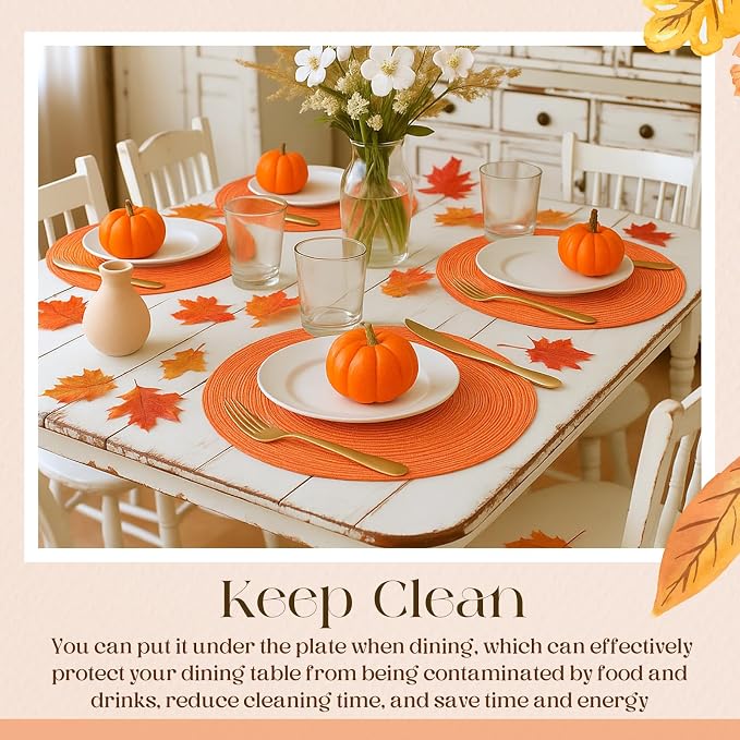 Geosar Disposable Paper Placemat Cotton Woven Look 13'',100 Pcs,Orange