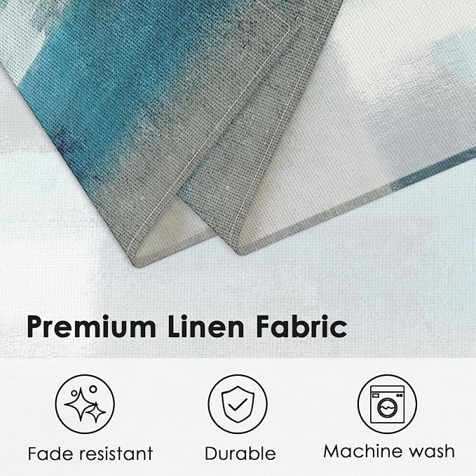 Emvency Farmhouse Placemats Set of 4, 12x18 Inch, Teal and Grey | Abstract Art Painting Table Mats for Outdoor Home Party Kitchen Dining Decoration