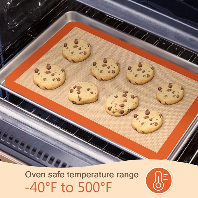 Silicone Baking Mat, Reusable Silicone Mats for Baking Set of 3, Non-Stick Baking Supplies for Pastries, Cookies, Macaroons, Bread