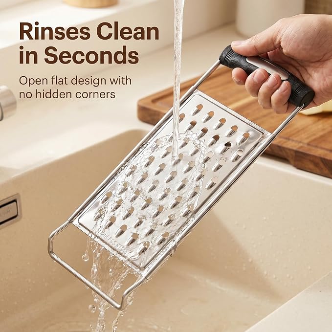 NACOLUS Classic Stainless Steel Cheese Grater with Handle, Coarse Shredder | solid stainless steel,ergonomic grip handle,parmesan vegetables chocolate,extra-wide blade,quick shredding,RV small kitchen