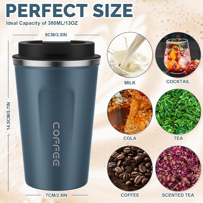 CS COSDDI 12 oz Stainless Steel Vacuum Insulated Tumbler - Coffee Travel Mug Spill Proof with Lid - coffee Cup for Keep Hot/Ice Coffee,Tea and Beer (Tibetan blue) | Stainless Steel Double-wall insulation, 6-Hour Heat Retention, 360°Leak proof, BPA-free...