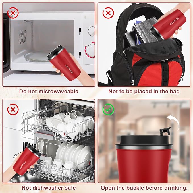 MOMSIV 12oz Travel Coffee Mug, Insulated Coffee Cup with Leakproof Lid | 6-Hour Heat Retention, 360°Leak proof, Vacuum Stainless Steel Double Walled, BPA-free, Reusable And To Go Coffee Mug