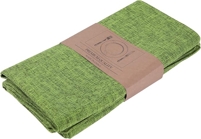 Faux Cotton Linen Placemats Set of 6, Cloth Washable Farmhouse Dining Table Mats for Indoors & Outdoors, Easy to Clean, Grass Green, 13 x 19 Inch