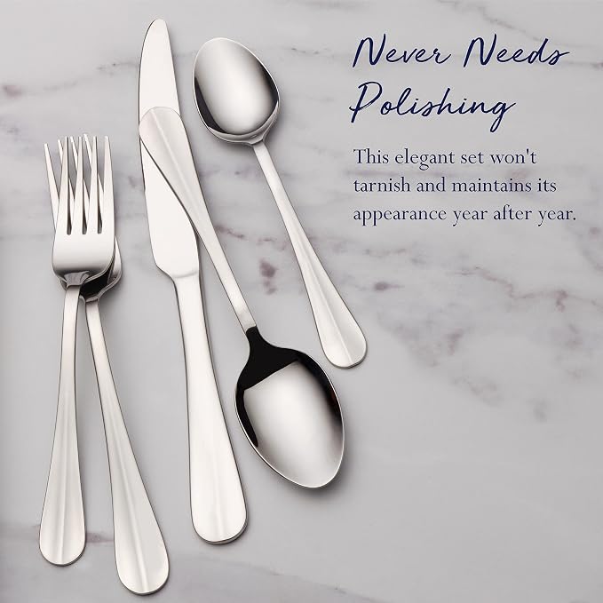 Pfaltzgraff Everyday Simplicity 53-Piece Stainless Steel Flatware Set, Service for 8 (Pack of 2)