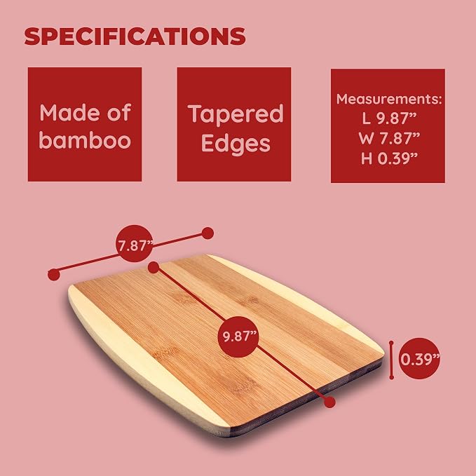 Bamboo Cutting Board – 8 x 10 Inch Medium Cutting Board for Everyday Prep | Durable, Sustainable Bamboo | Ideal for Fruits, Veggies & Cheese | Easy to Clean