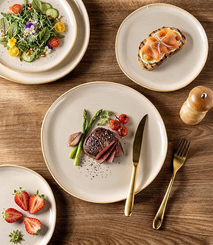 AmorArc Ceramic Dinnerware Sets for 8, 24Pcs Plates and Bowls Sets Dishes | Stoneware Handmade Reactive Glaze Dinner Set, Highly Scratch Resistant | Dishwasher & Microwave Safe Dishware