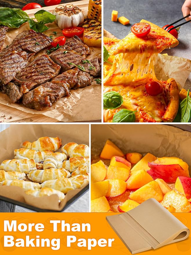 SMARTAKE 200 Pcs Parchment Paper Baking Sheets, 8x12 Inches, Non-Stick | Unbleached Pre-Cut Greaseproof Baking Parchment, Oven Safe up to 450°F, for Grilling Frying Steaming Bread Cup Cake Cookies