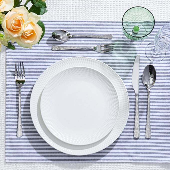 Silverware Set for 6, 30 Piece Flatware Set, 18/10 Stainless Steel | Hammered Mirror Polished Ripple Handles, Dishwasher Safe, Rust Resistant, for Home Kitchen, Wedding, Party, Housewarming Gift