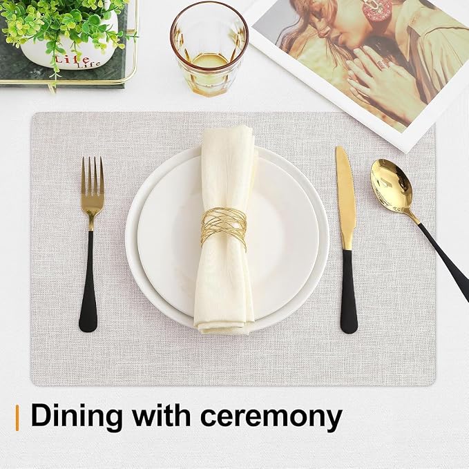 Homaxy Cloths Placemats for Dining Table Set of 12, 13" x 19", Beige | Heat Resistant, Washable, Cotton Linen Blend Table Mats, Easy to Clean Place Mats, Indoor Outdoor