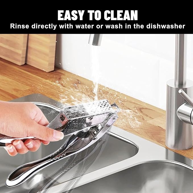 Garlic Press Stainless Steel - 3-in-1 Heavy Duty Garlic Press and Slicer, Professional Garlic Mincer Tool & Garlic Crusher with Ergonomic Handle, Dishwasher Safe Garlic Presser Set