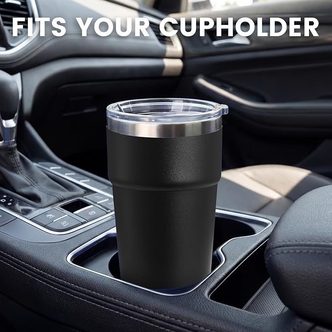 MEWAY 16oz Tumbler Double Wall Vacuum Insulated Travel Mug Bulk, Stainless Steel Tumblers with Lid, Powder Coated Coffee Cups for Cold & Hot Drinks (Black,6 Pack)